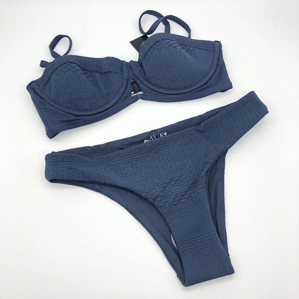 New Tavik Blue Grey Textured Bikini - Size XS
